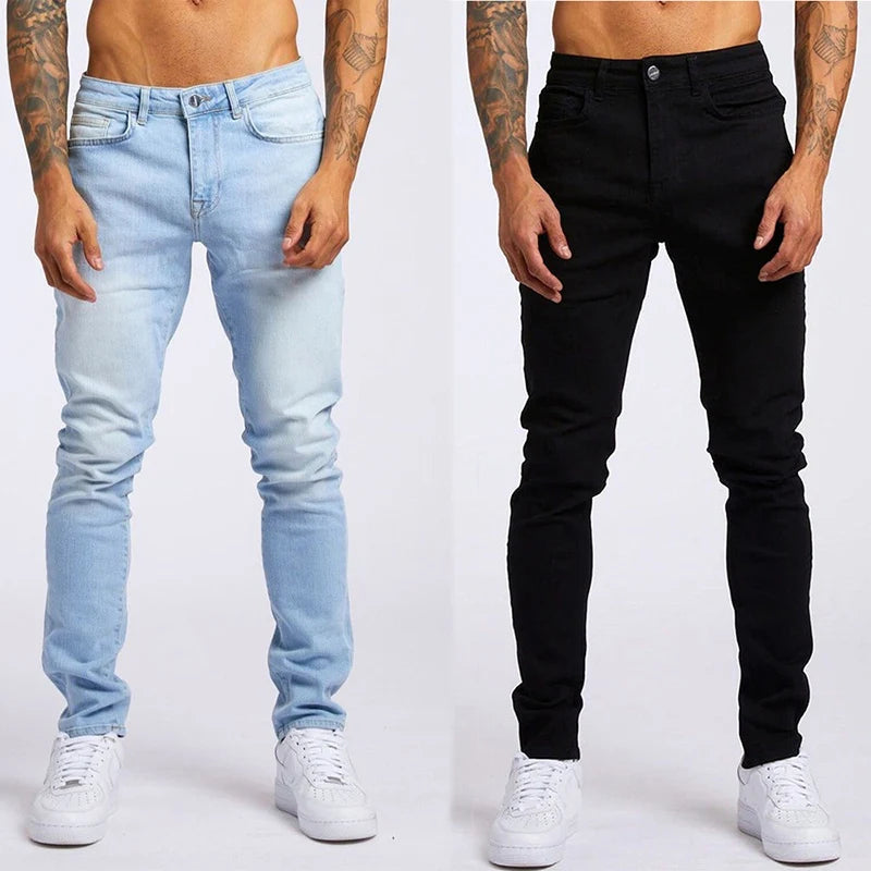 Men's Elastic Skinny Solid Color Stretch Slim Fit Denim Jeans