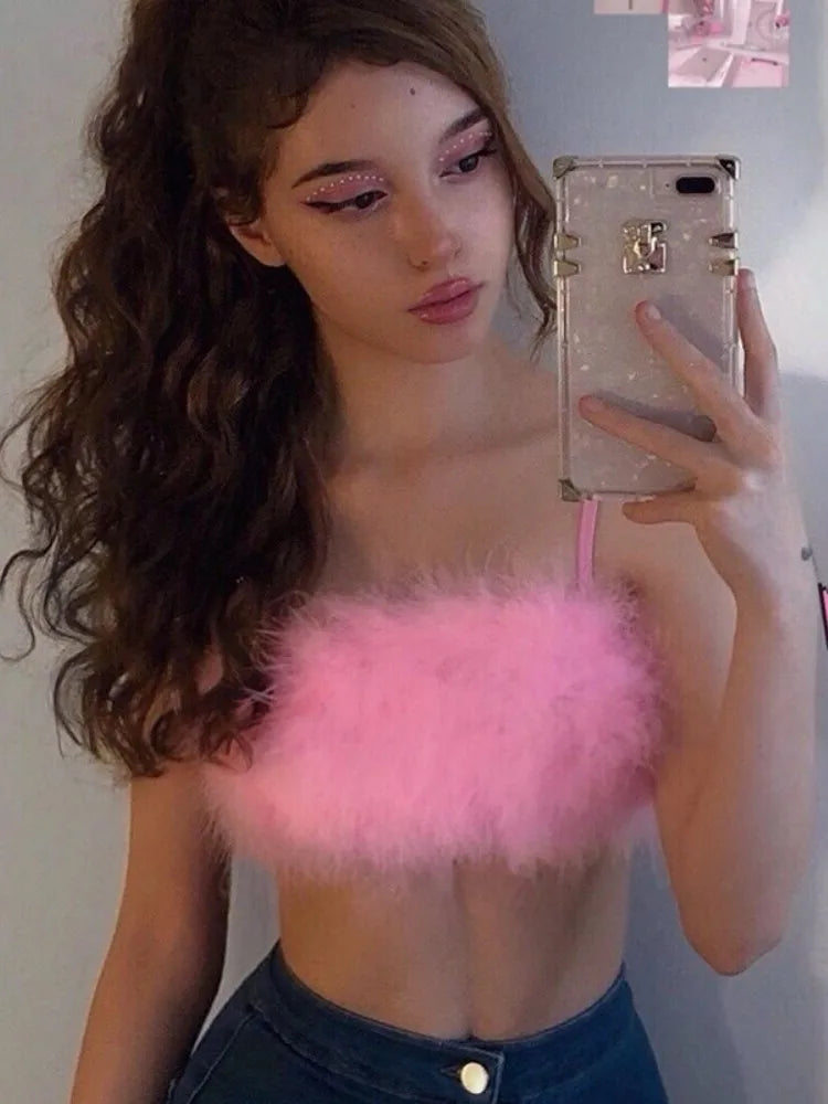 Women's Edgy Y2k Cute Pink Top Tube