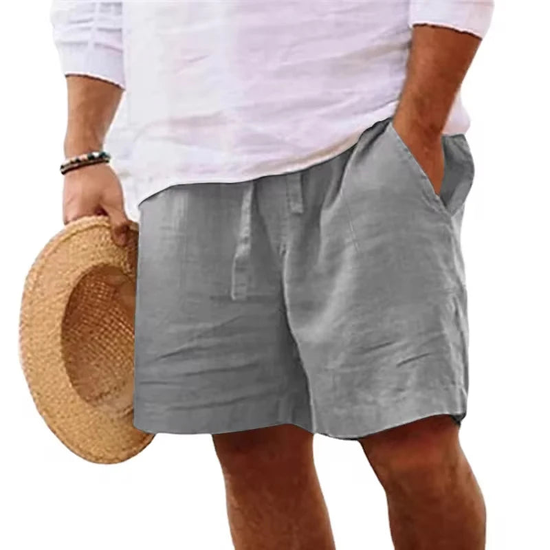 Men"Cotton Solid Color Short