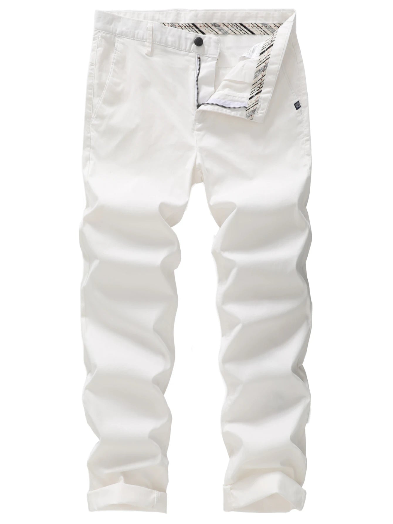 Men's Classic Straight White Cotton Chino Pants