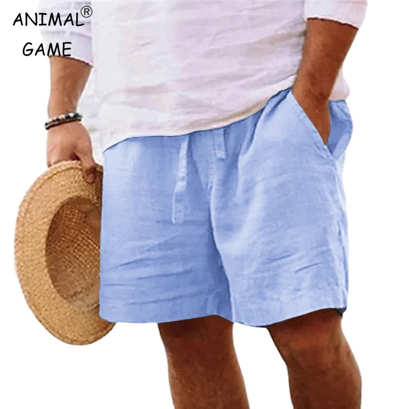Men"Cotton Solid Color Short