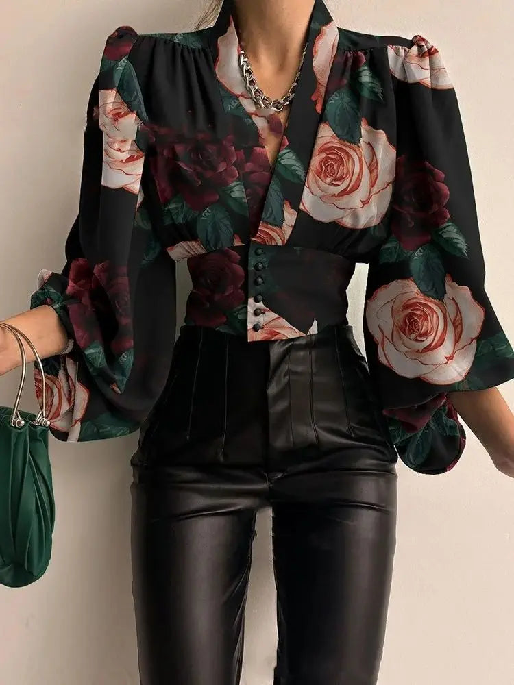 Women's Blouse Sexy Irregular V Neck