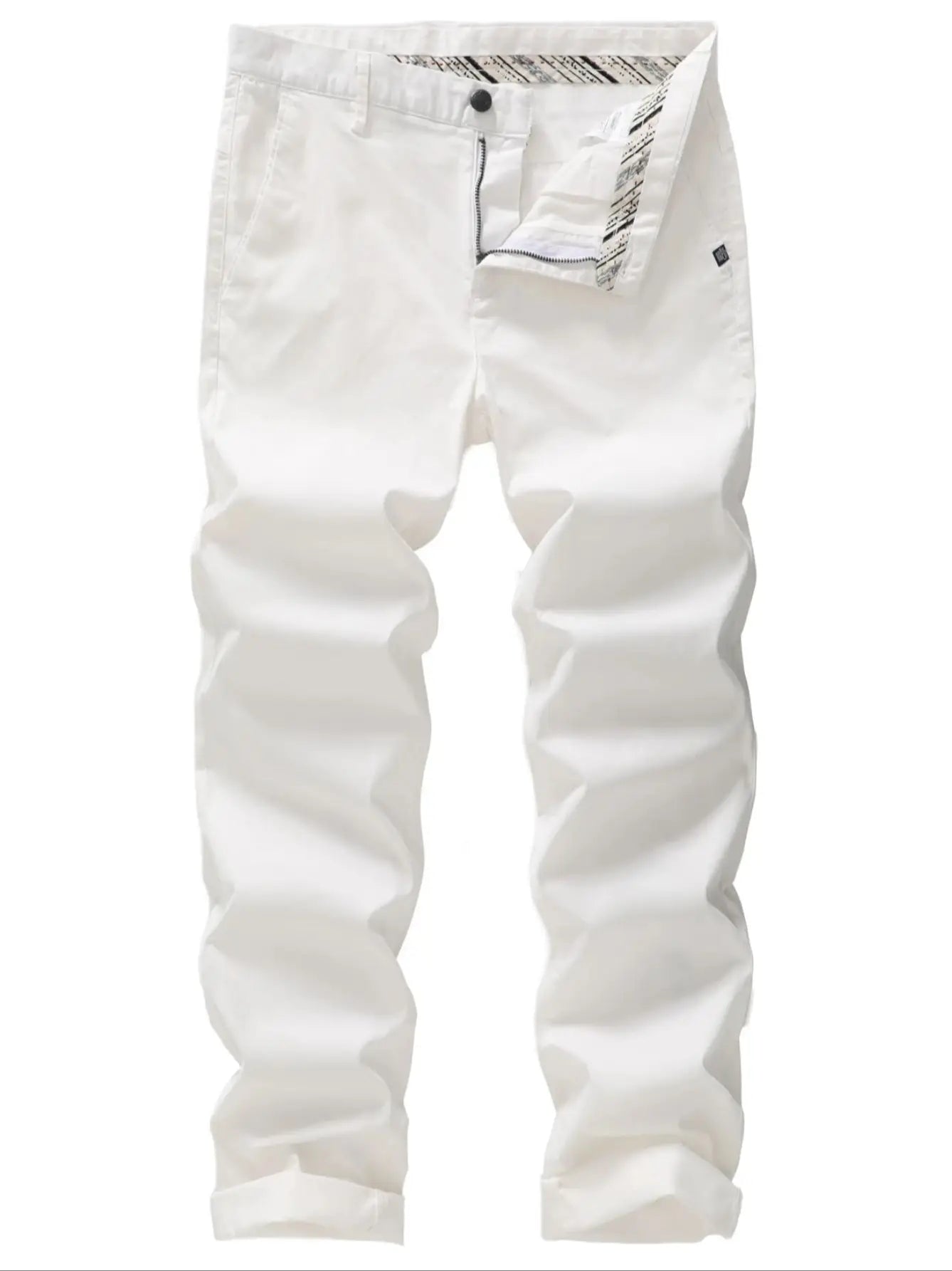 Men's Classic Straight White Cotton Chino Pants