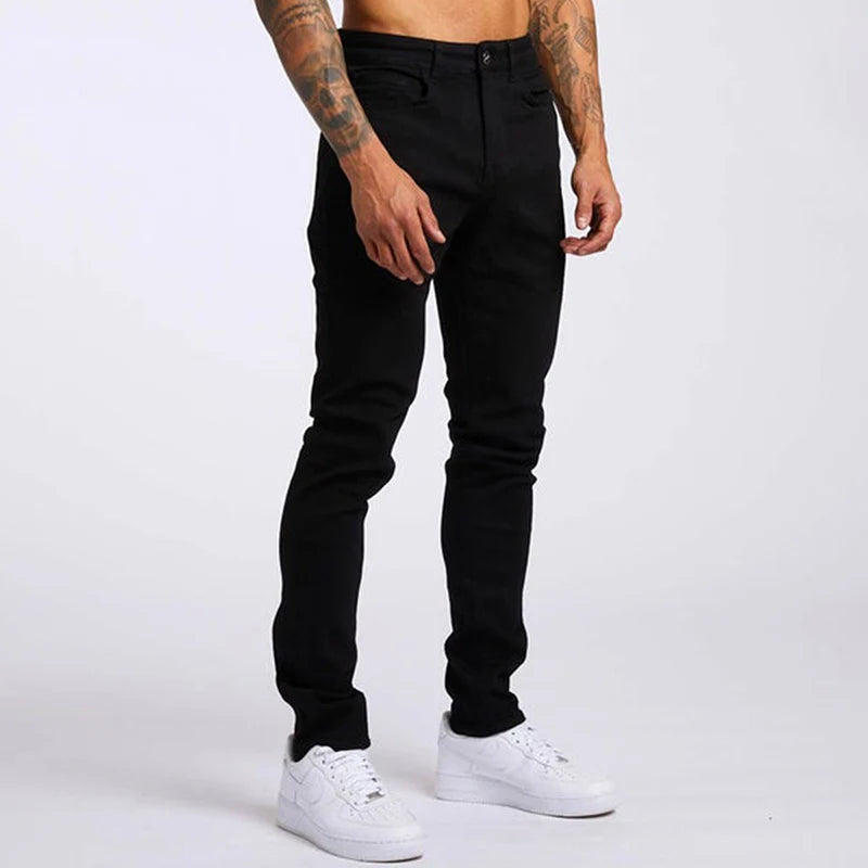 Men's Elastic Skinny Solid Color Stretch Slim Fit Denim Jeans
