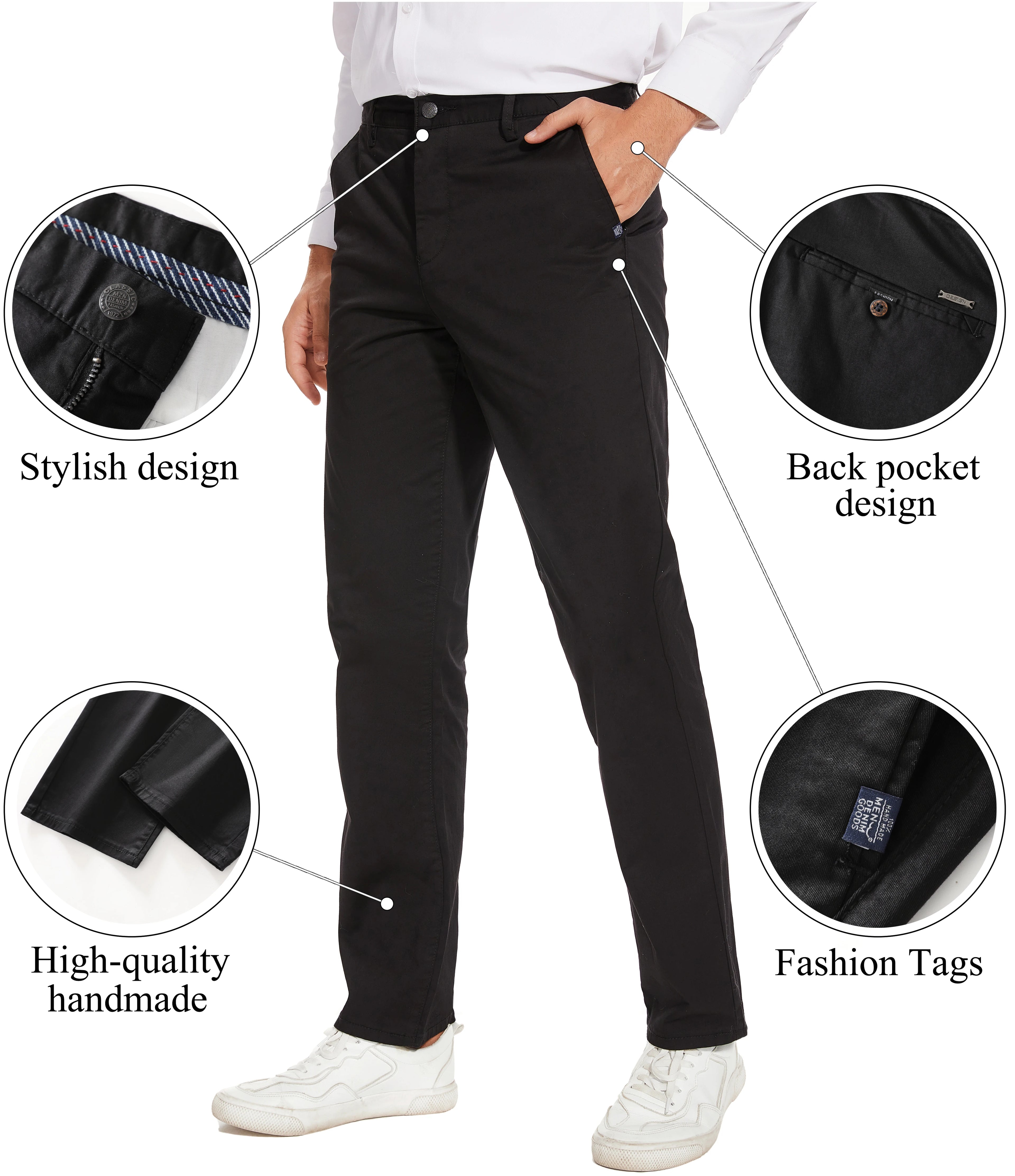 Men's Classic Straight White Cotton Chino Pants