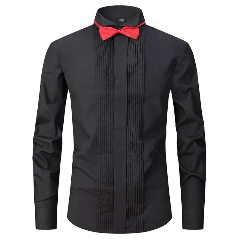 Men's Tuxedo Shirt Long Sleeve French Cuff Button Wedding Dress Shirts Double Cuff with Cufflinks