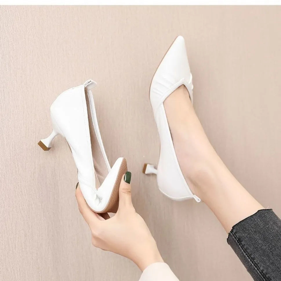 Women's Formal Pumps with Medium Heels Pointed Toe Shoes