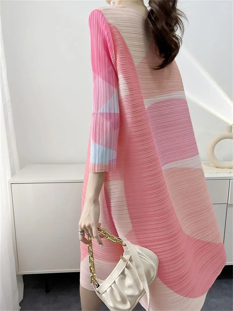 Women's Beautiful Printed Pleated Evening Dress