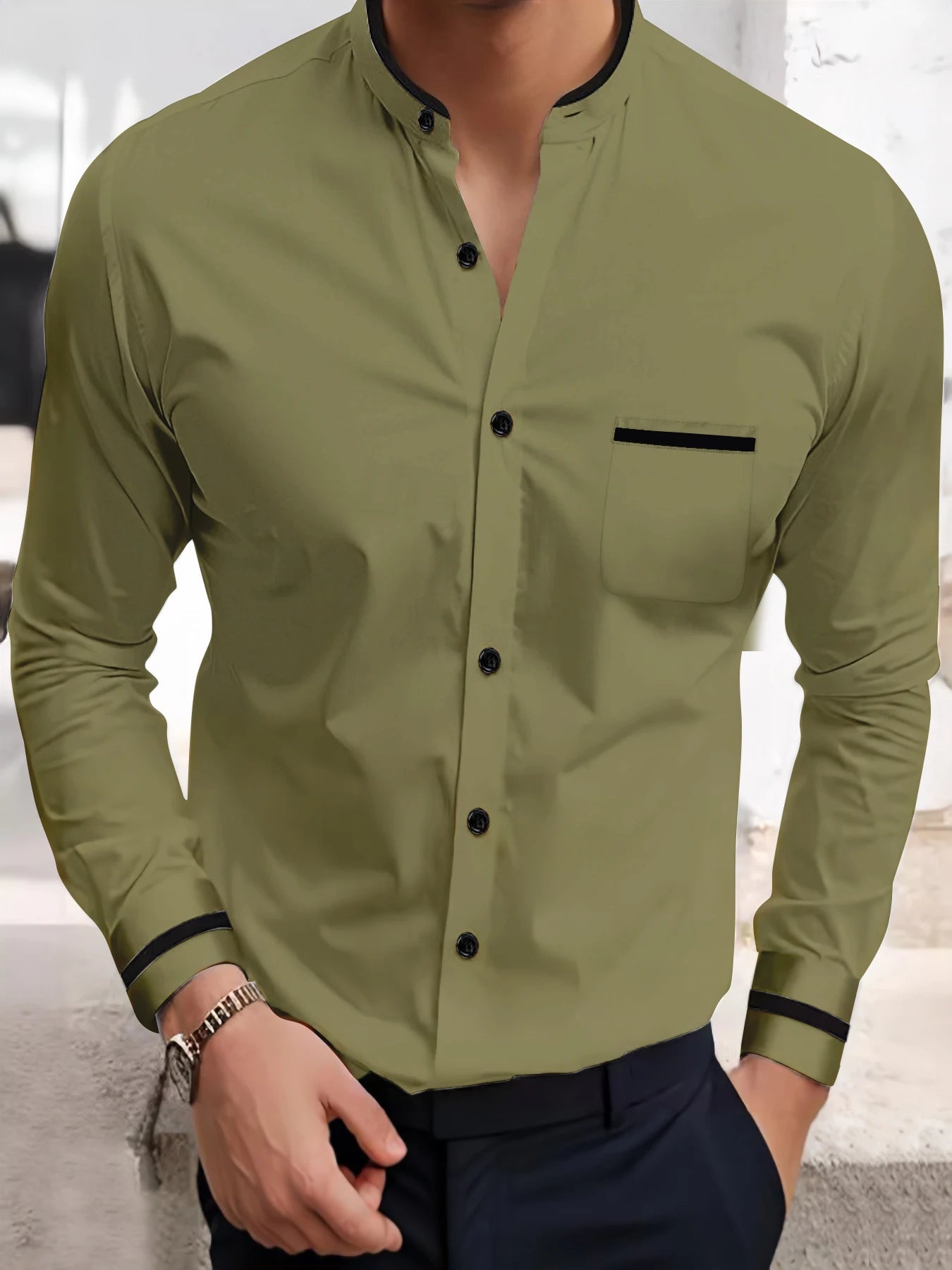 Men's Casual Long Sleeve Dress Up Shirt