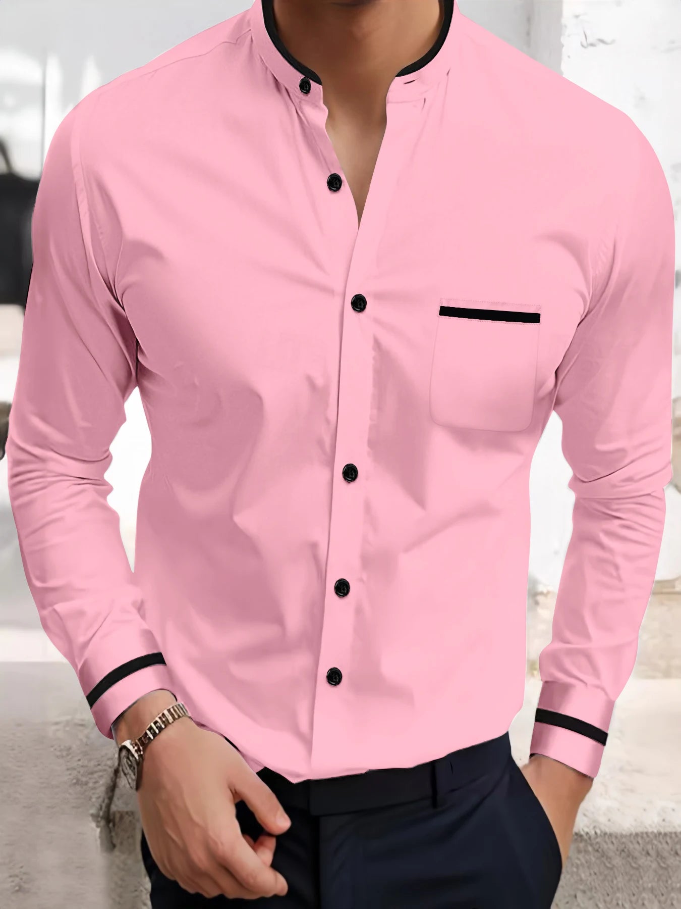 Men's Casual Long Sleeve Dress Up Shirt