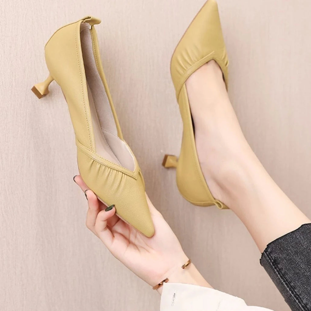 Women's Formal Pumps with Medium Heels Pointed Toe Shoes