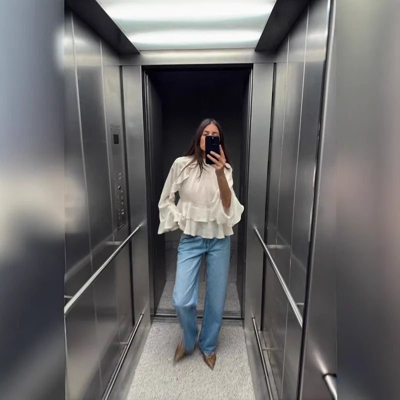 Women's Ruffle Long Sleeve Elegant Blouse