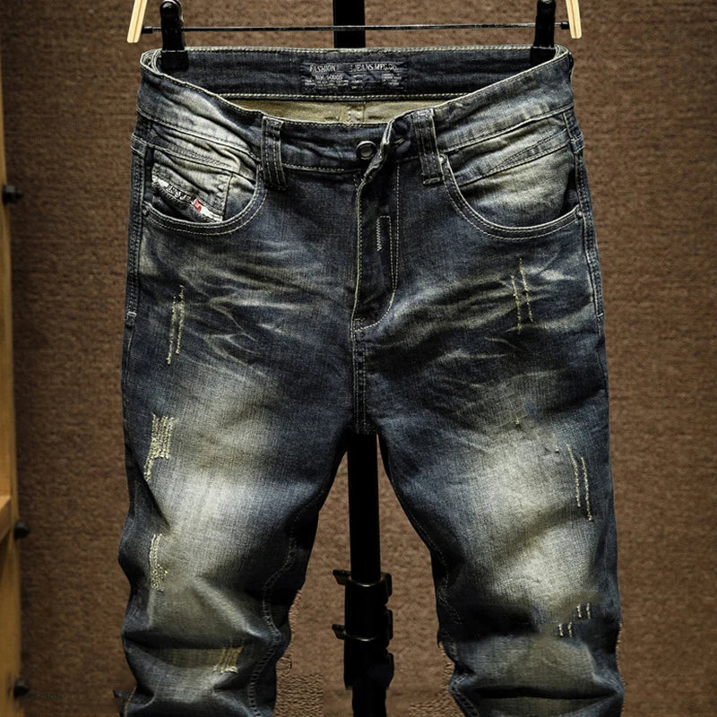 Men's Denim Pants Slim Fit Retro Stretch