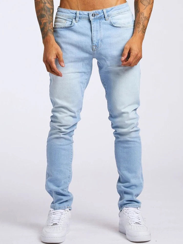 Men's Elastic Skinny Solid Color Stretch Slim Fit Denim Jeans