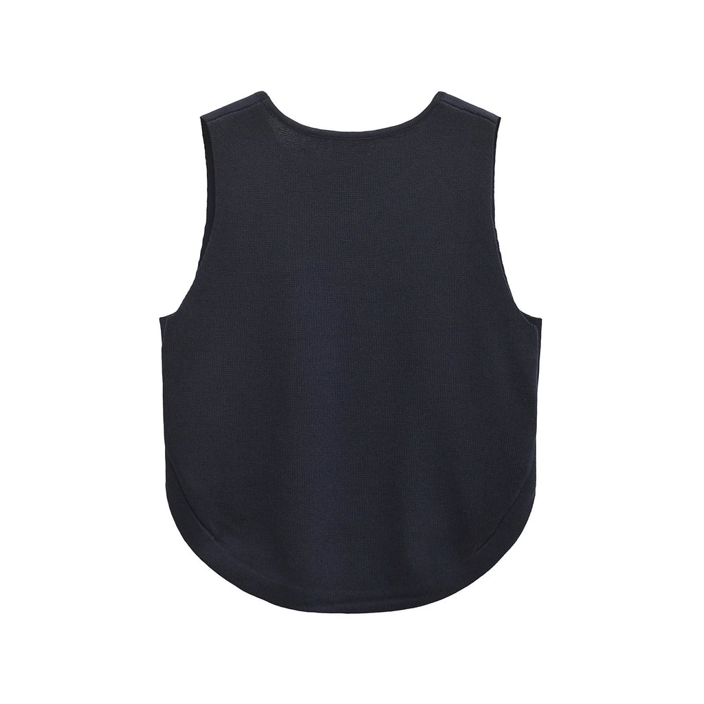 Women's Chic Sleeveless with Side Buckles Asymmetrical Hem Casual O-neck Crop Top