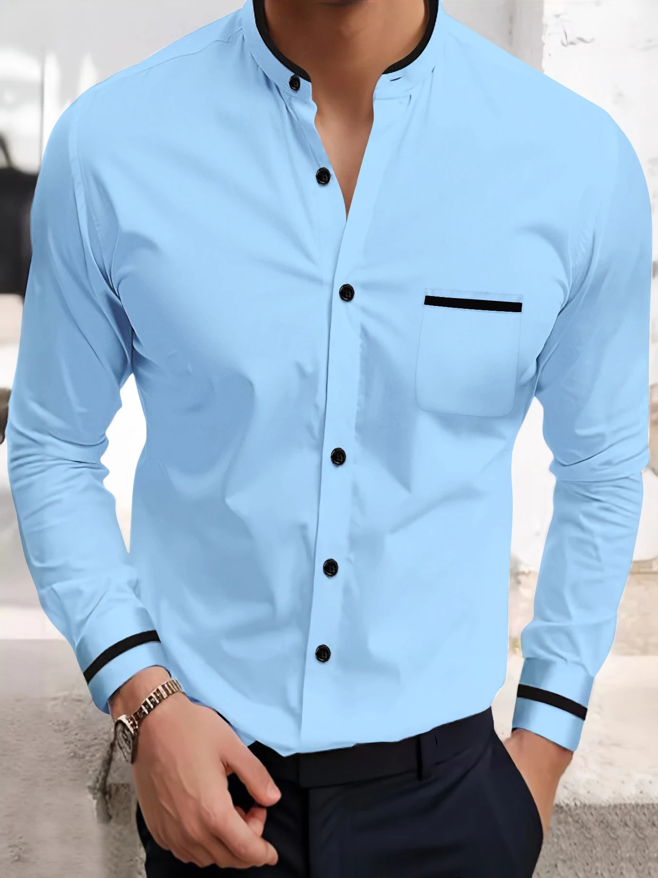Men's Casual Long Sleeve Dress Up Shirt