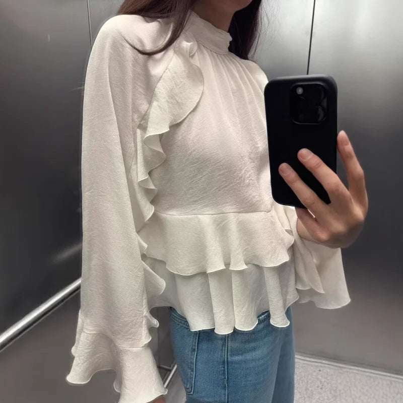 Women's Ruffle Long Sleeve Elegant Blouse