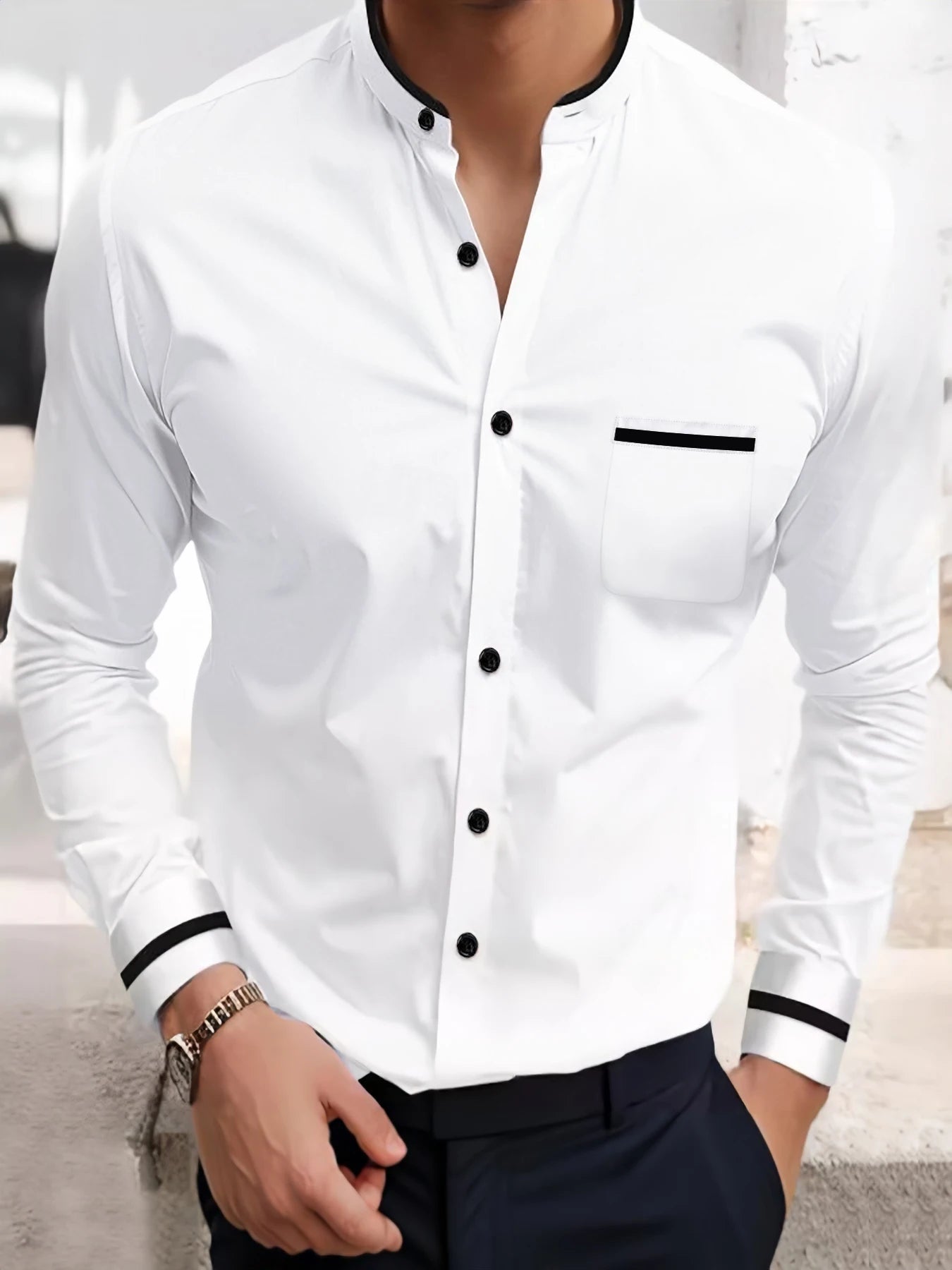 Men's Casual Long Sleeve Dress Up Shirt