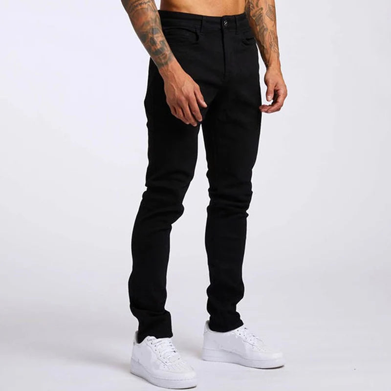 Men's Elastic Skinny Solid Color Stretch Slim Fit Denim Jeans