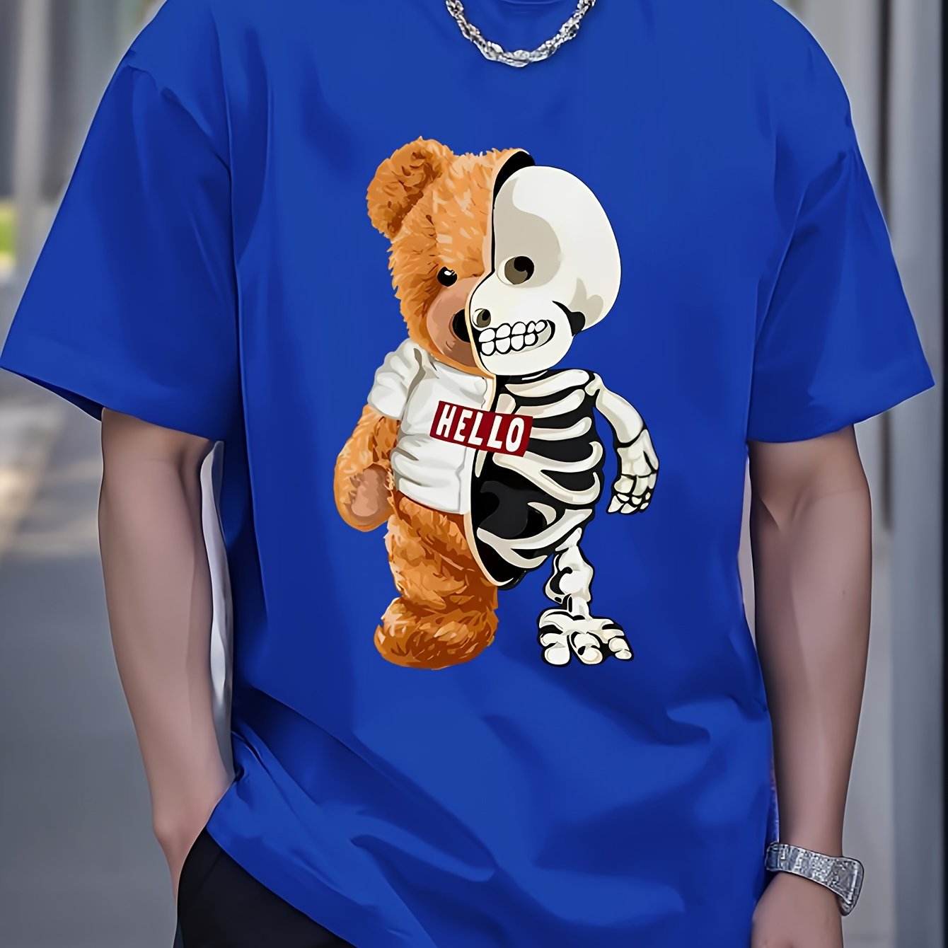 [Cotton Men's T-Shirt] Soft Cotton Men's Casual T-Shirt | Funny Basketball Bear Print, Short Sleeve, Round Neck, Summer Tee for Men | Sporty Urban Style, Playful Graphic Tee, Basketball Shirt