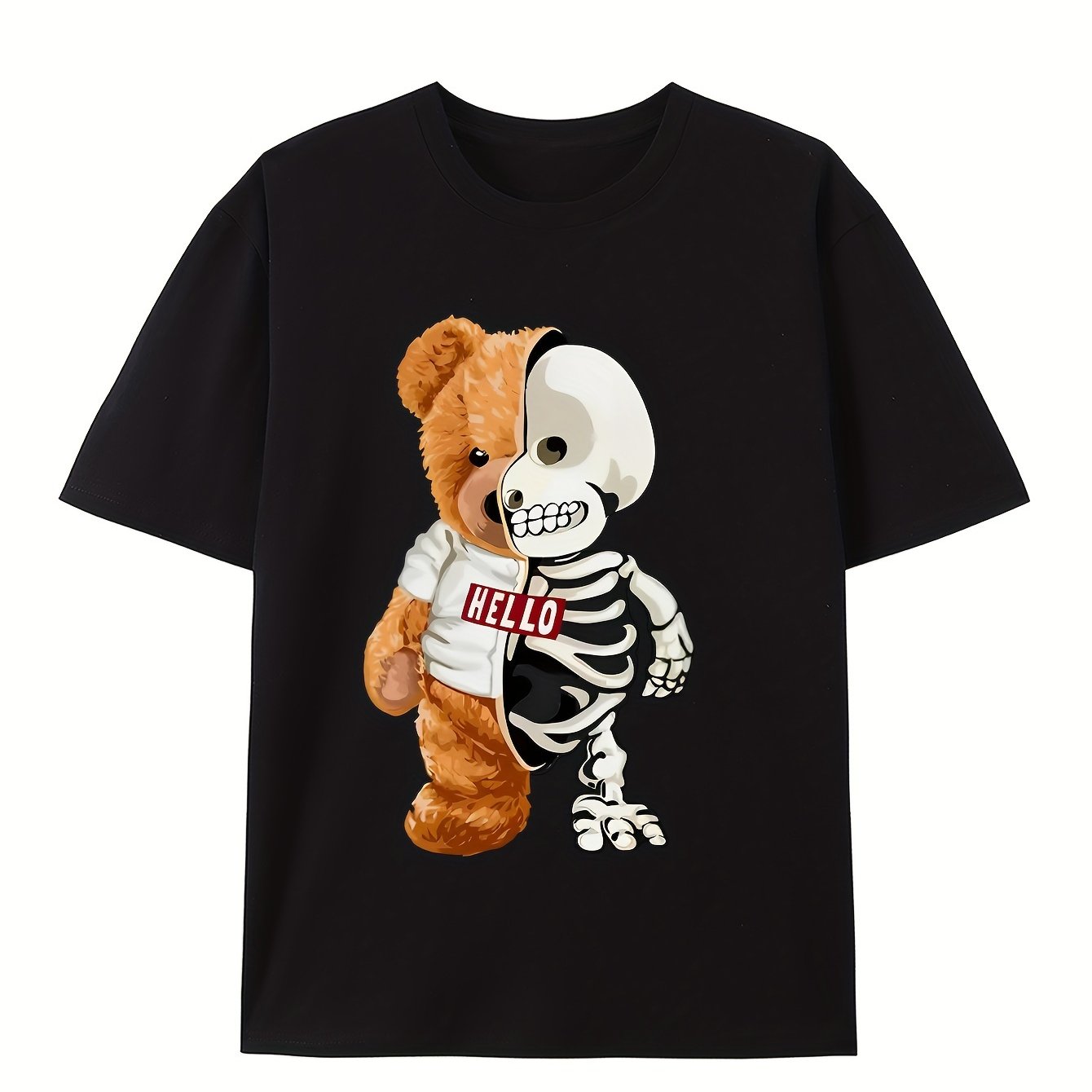 [Cotton Men's T-Shirt] Soft Cotton Men's Casual T-Shirt | Funny Basketball Bear Print, Short Sleeve, Round Neck, Summer Tee for Men | Sporty Urban Style, Playful Graphic Tee, Basketball Shirt