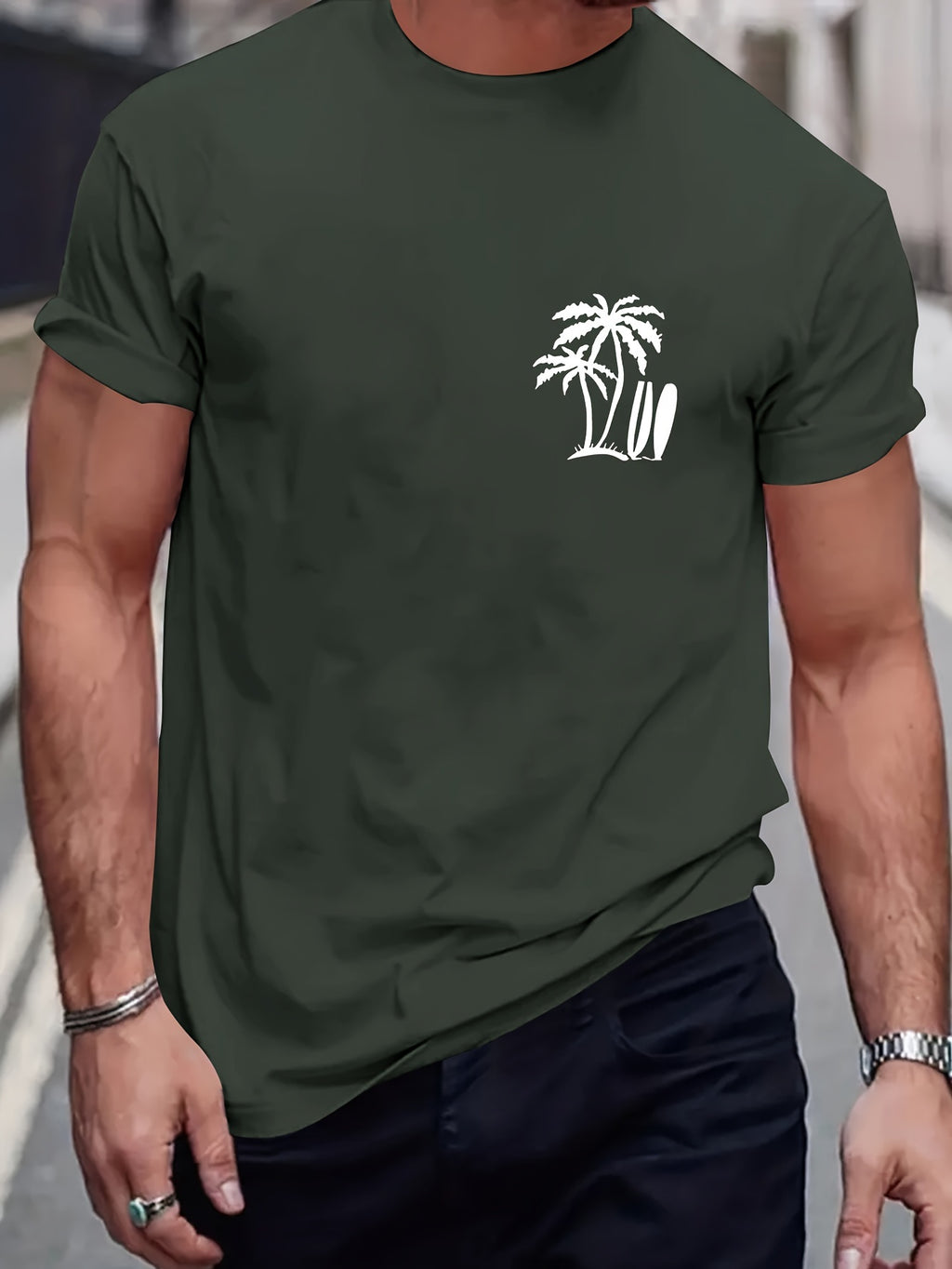 Palm Tree Print Men's Casual T-Shirt