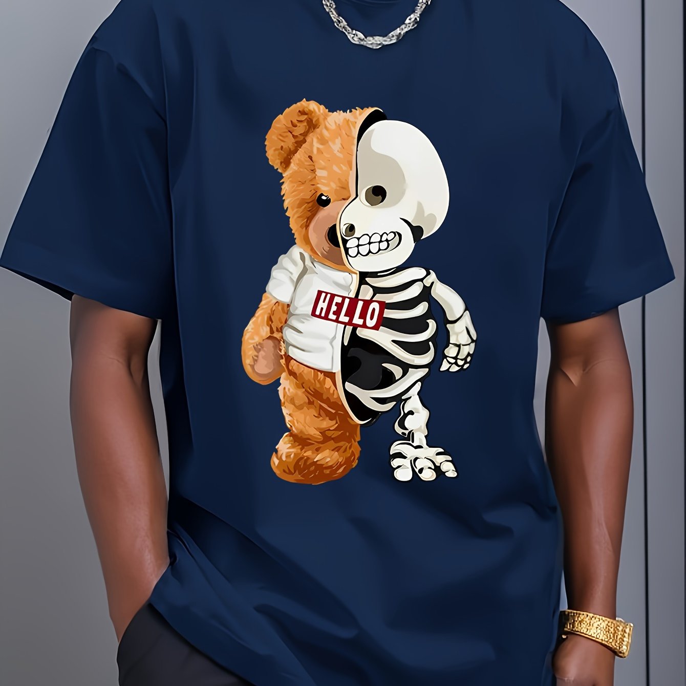 [Cotton Men's T-Shirt] Soft Cotton Men's Casual T-Shirt | Funny Basketball Bear Print, Short Sleeve, Round Neck, Summer Tee for Men | Sporty Urban Style, Playful Graphic Tee, Basketball Shirt