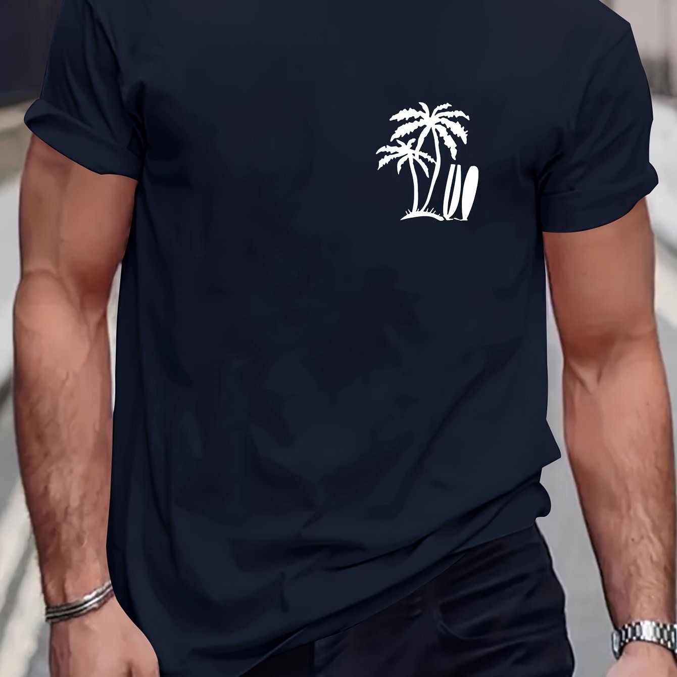 Palm Tree Print Men's Casual T-Shirt