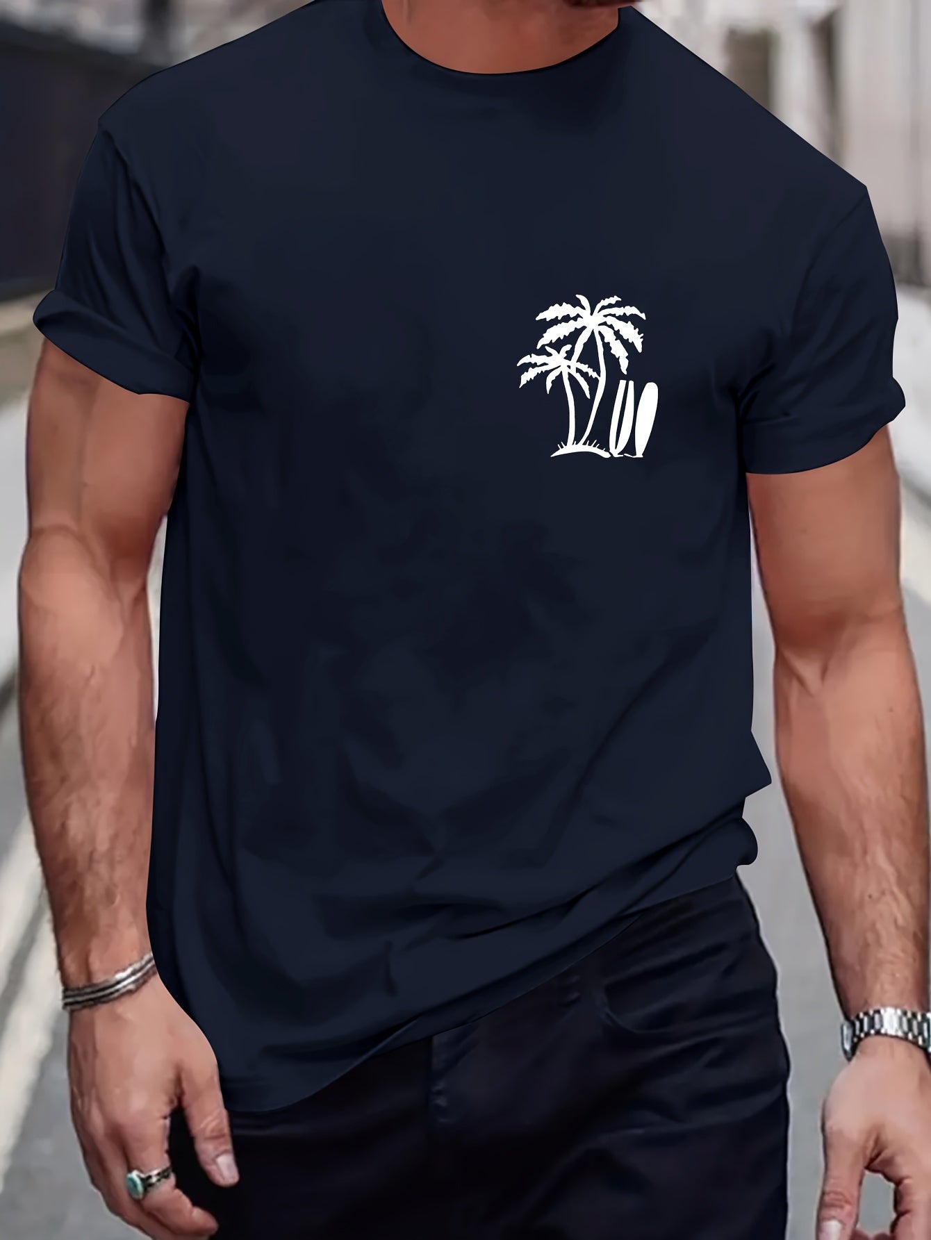 Palm Tree Print Men's Casual T-Shirt