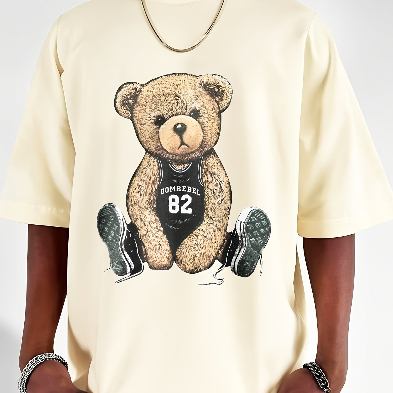 [Cotton Men's T-Shirt] Soft Cotton Men's Casual T-Shirt | Funny Basketball Bear Print, Short Sleeve, Round Neck, Summer Tee for Men | Sporty Urban Style, Playful Graphic Tee, Basketball Shirt