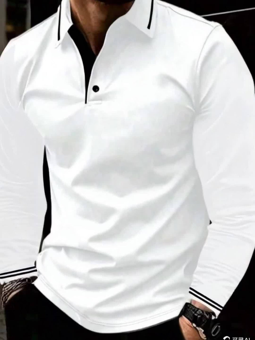 Men's Casual Long Sleeve Polo Shirt
