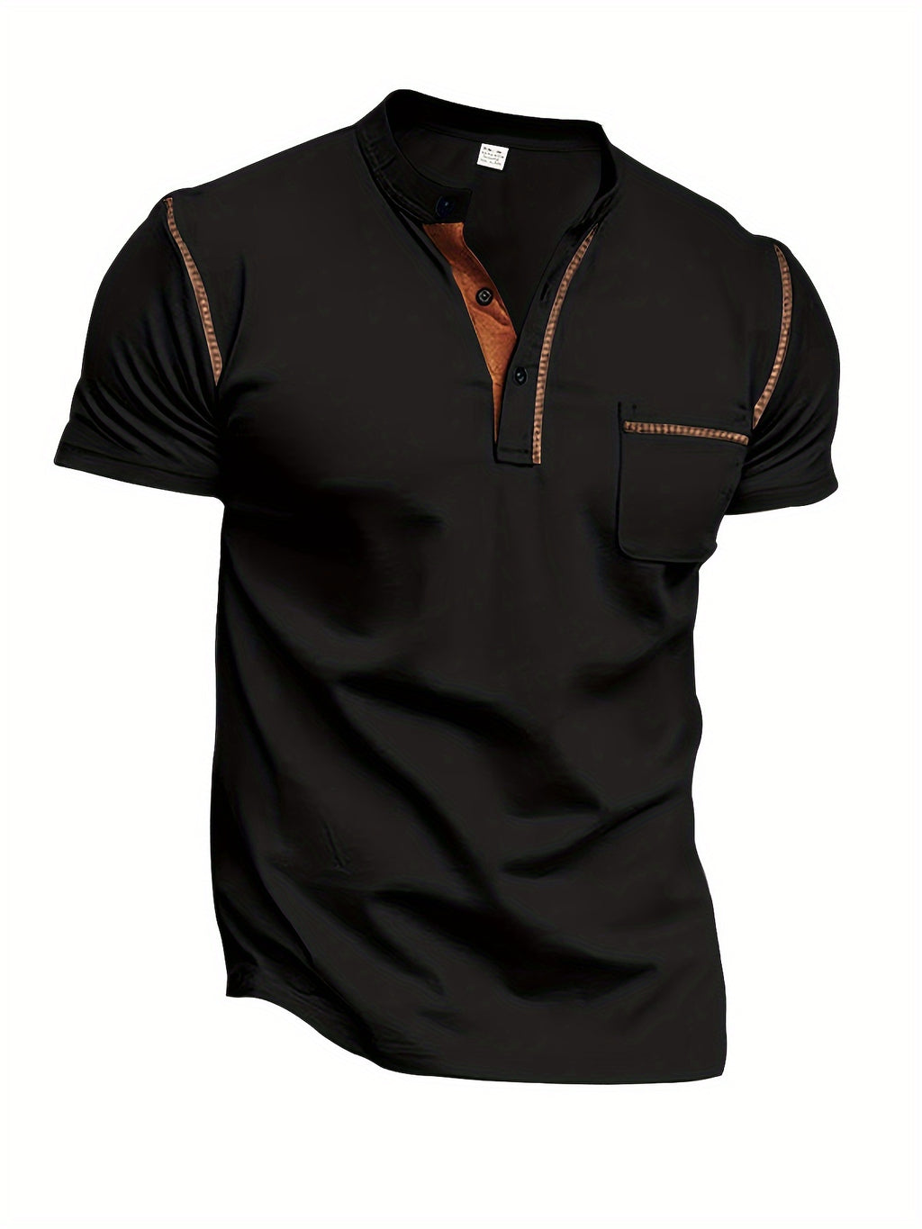 Men's Casual T-Shirt, Stylish Short Sleeve V-Neck With Button Detail Tee, Slim Fit Sports Tee For Everyday Wear