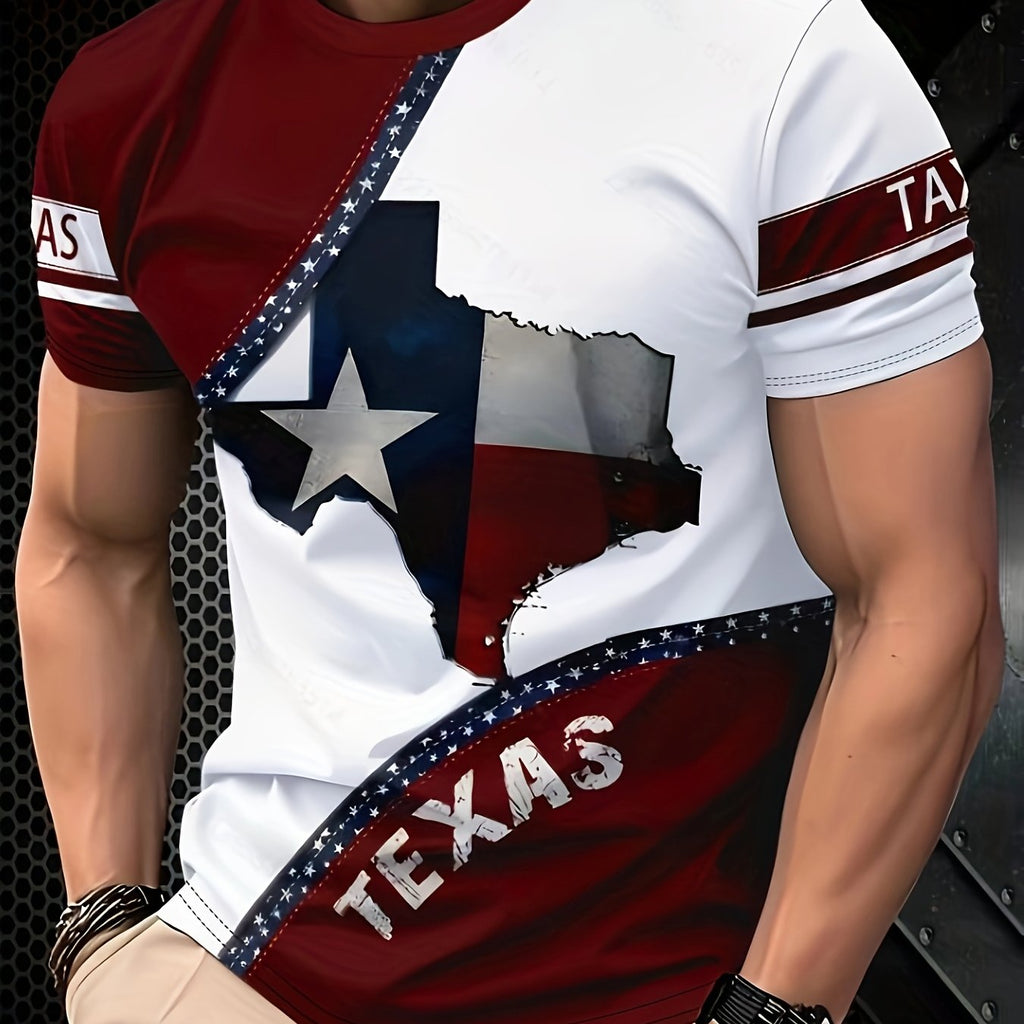 100% Polyester Men's Casual Round Neck, Short Sleeve T-Shirt