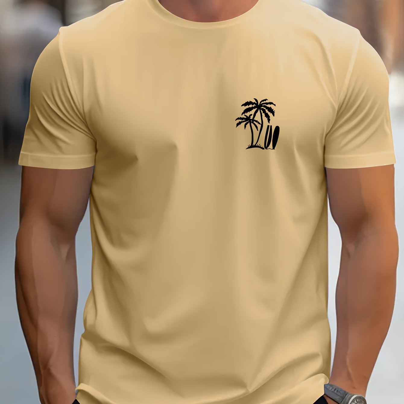 Palm Tree Print Men's Casual T-Shirt