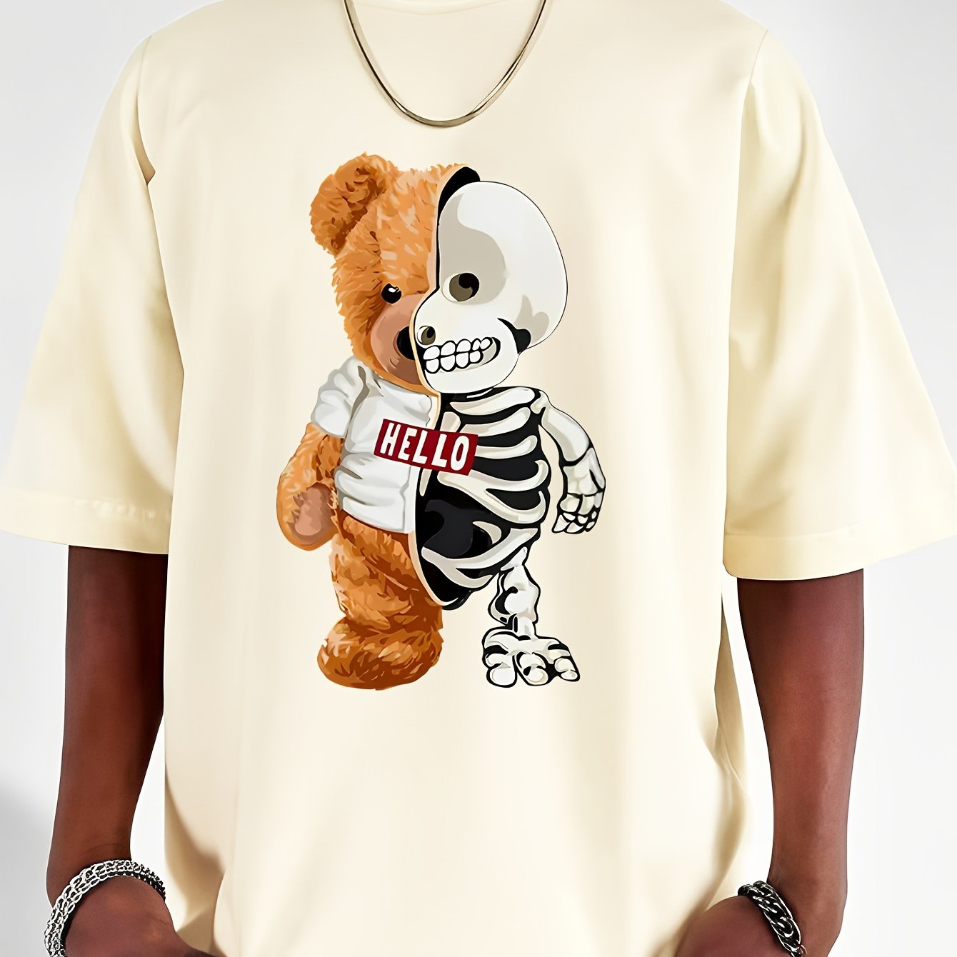 [Cotton Men's T-Shirt] Soft Cotton Men's Casual T-Shirt | Funny Basketball Bear Print, Short Sleeve, Round Neck, Summer Tee for Men | Sporty Urban Style, Playful Graphic Tee, Basketball Shirt